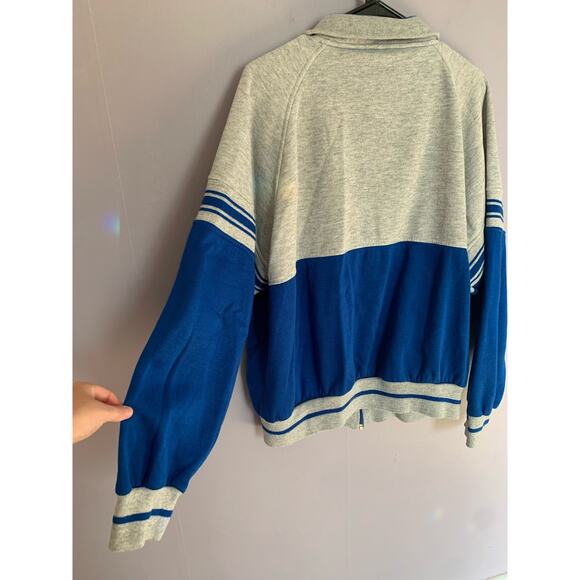 Vintage J.Blair Jacket Sweatshirt Men Full Zip Pocket Ringer Grey Blue XXL - Picture 7 of 7